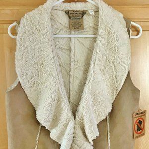 JOUJOU WOMEN'S 'FAUX SHEARLING' SUEDE VEST / TAN / X-LARGE / VERY NICE / NWT